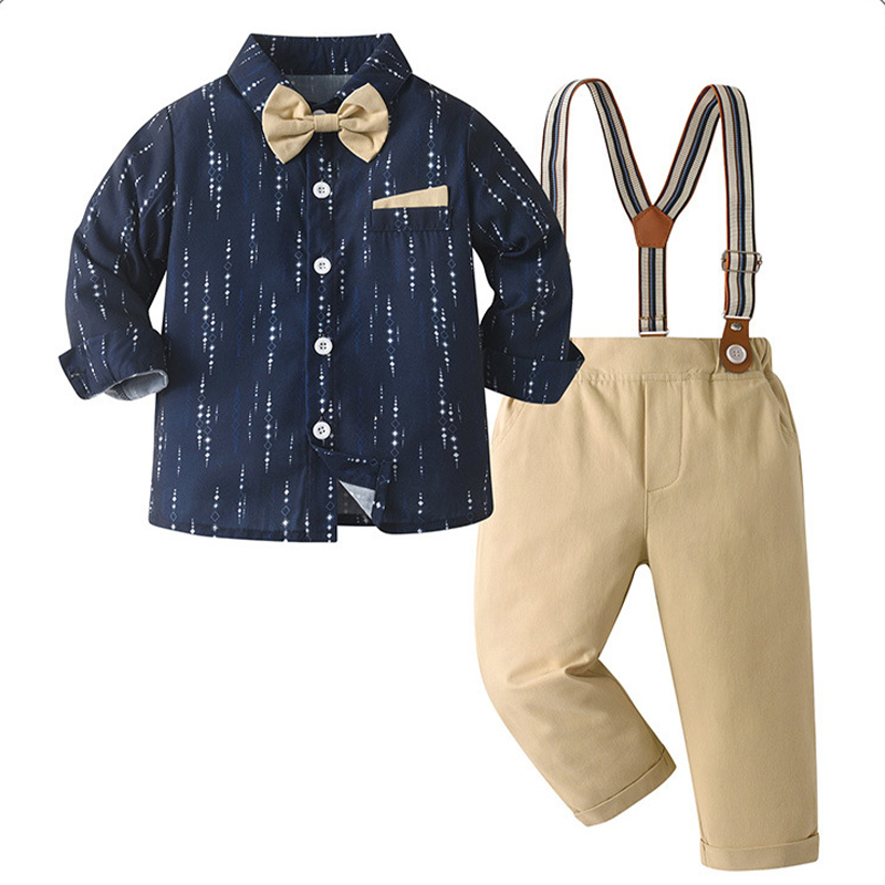 Cotton Bow Overalls Long Sleeve Regular 3-piece Formal Suit - image 2