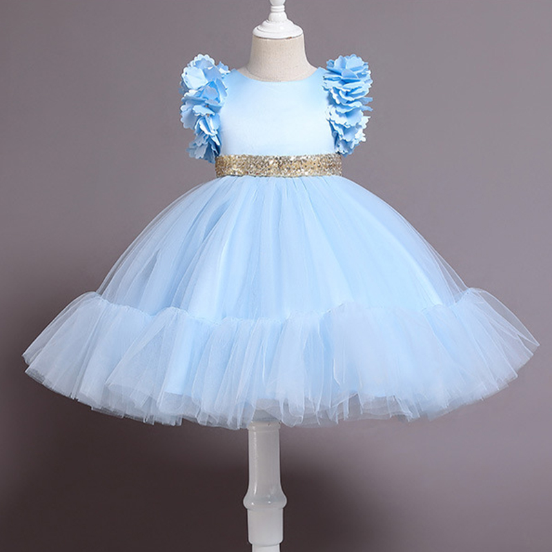 Mesh Rosette Sleeveless Midi Dresses - Light Blue - 9-11Y - image 7