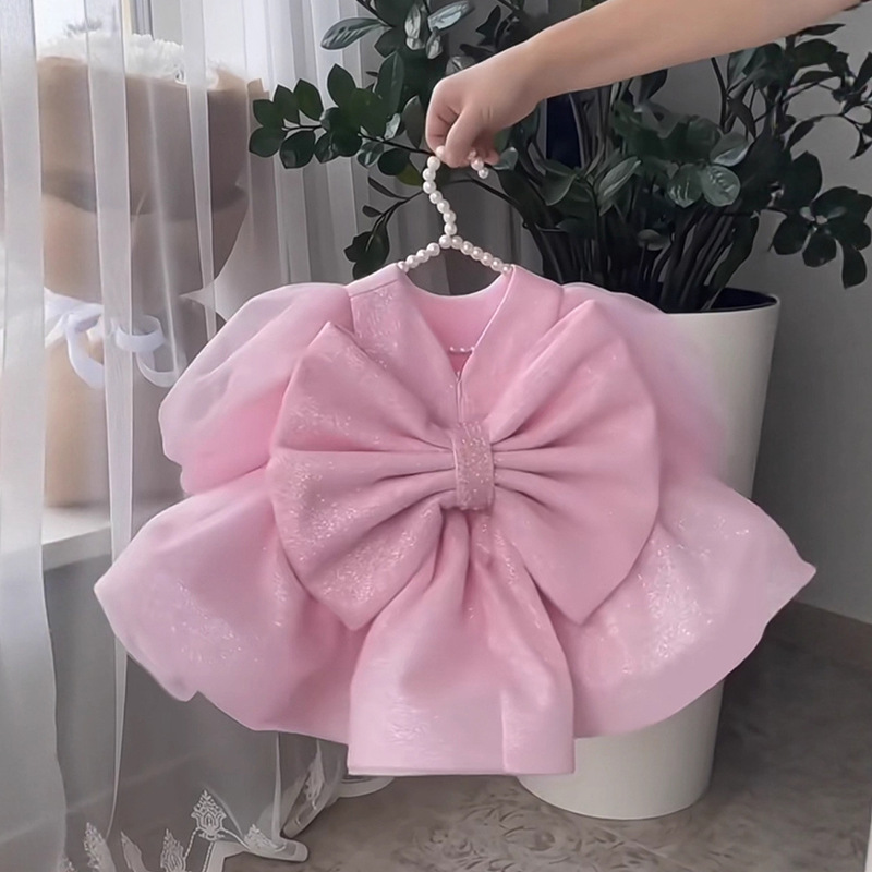 Organza Bow Long Sleeve Midi Dresses - image 5