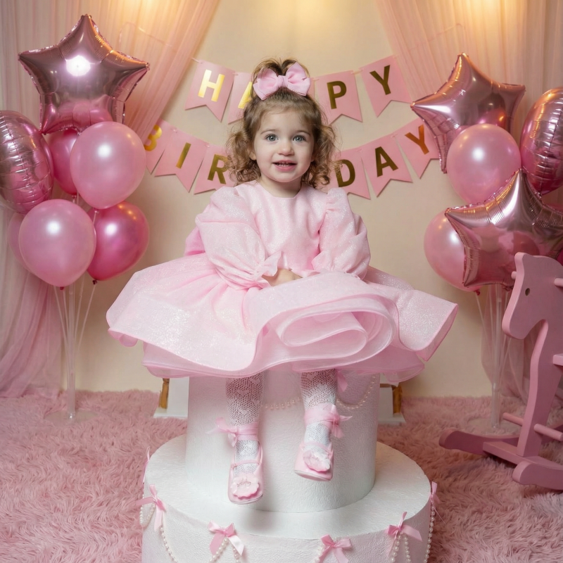 Organza Bow Long Sleeve Midi Dresses - image 2