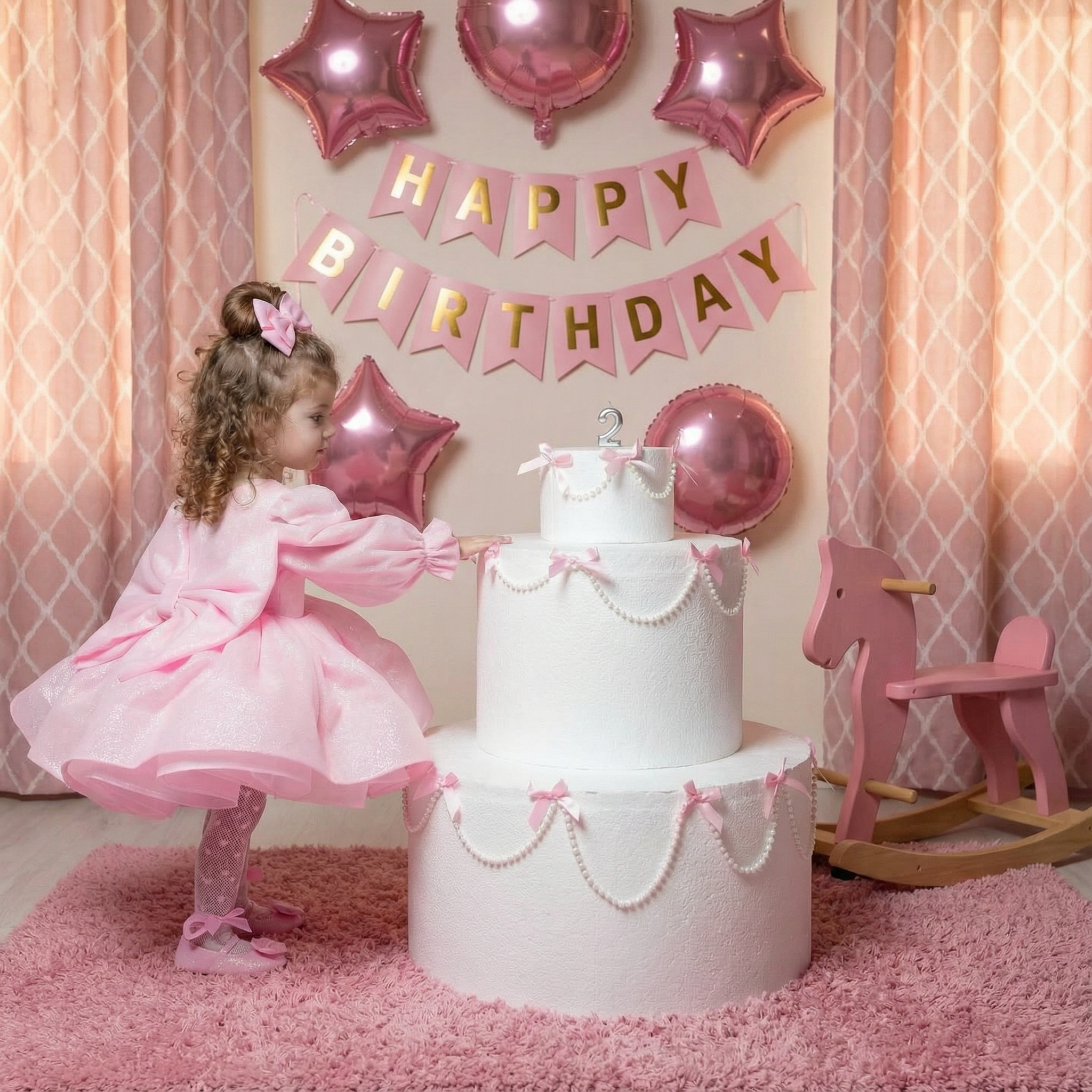 Organza Bow Long Sleeve Midi Dresses - image 3