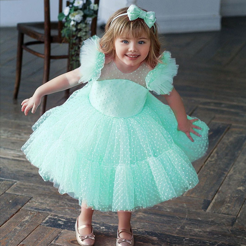 Mesh Folds Short Sleeve Midi Dresses - Light Green - 12-13Y - image 7