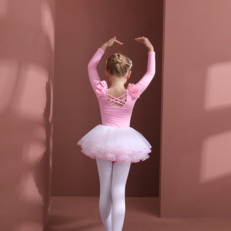 Mesh Folds Ballet Long Sleeve Regular Dresses - image 4