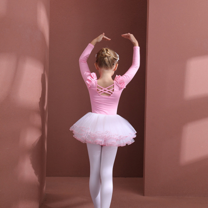 Mesh Folds Ballet Long Sleeve Regular Dresses - image 4