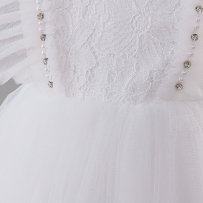 Mesh Applique Cap Sleeve Midi Dresses - image 8