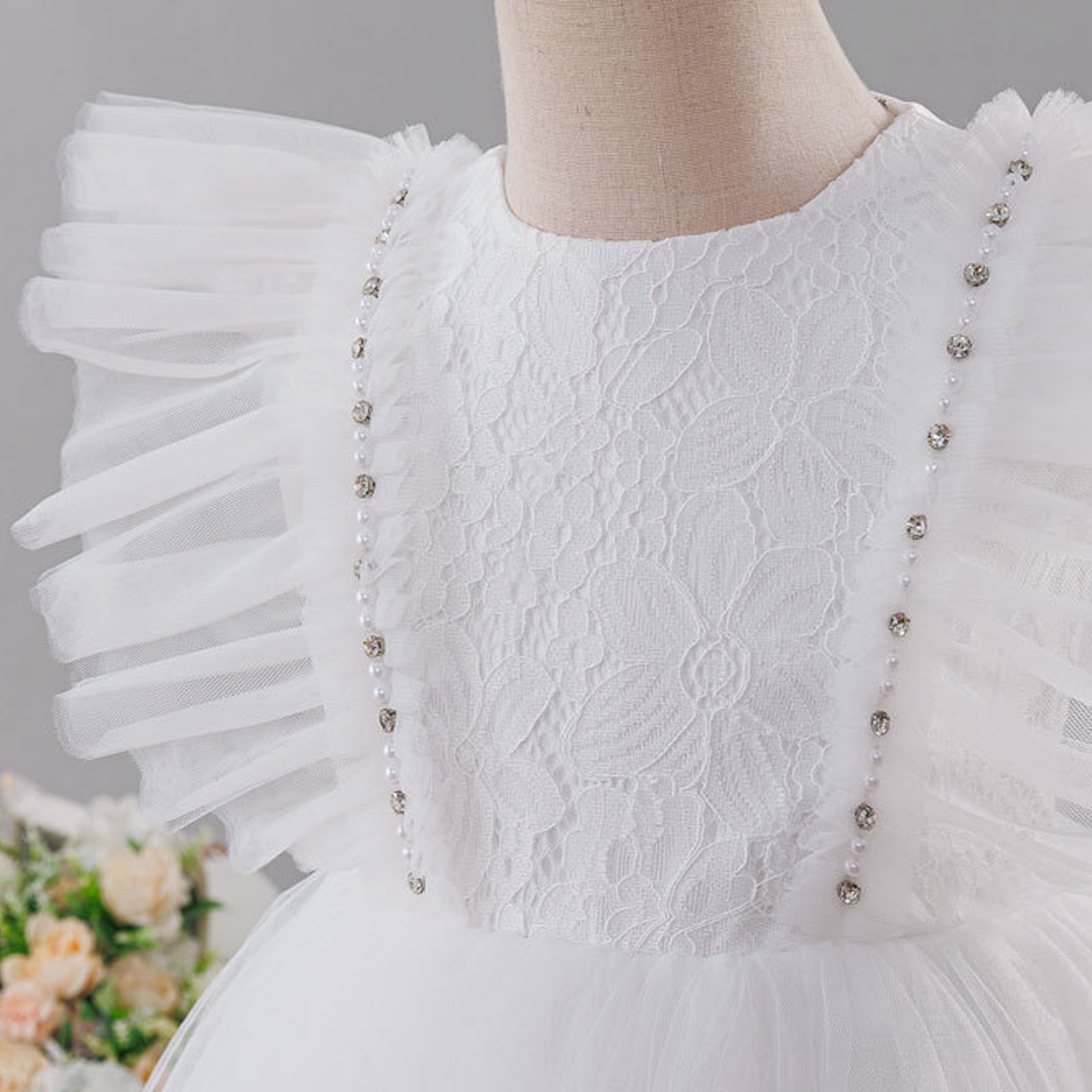 Mesh Applique Cap Sleeve Midi Dresses - image 7