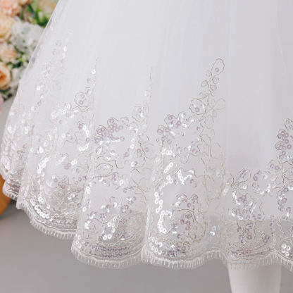 Mesh Applique Cap Sleeve Midi Dresses - image 9