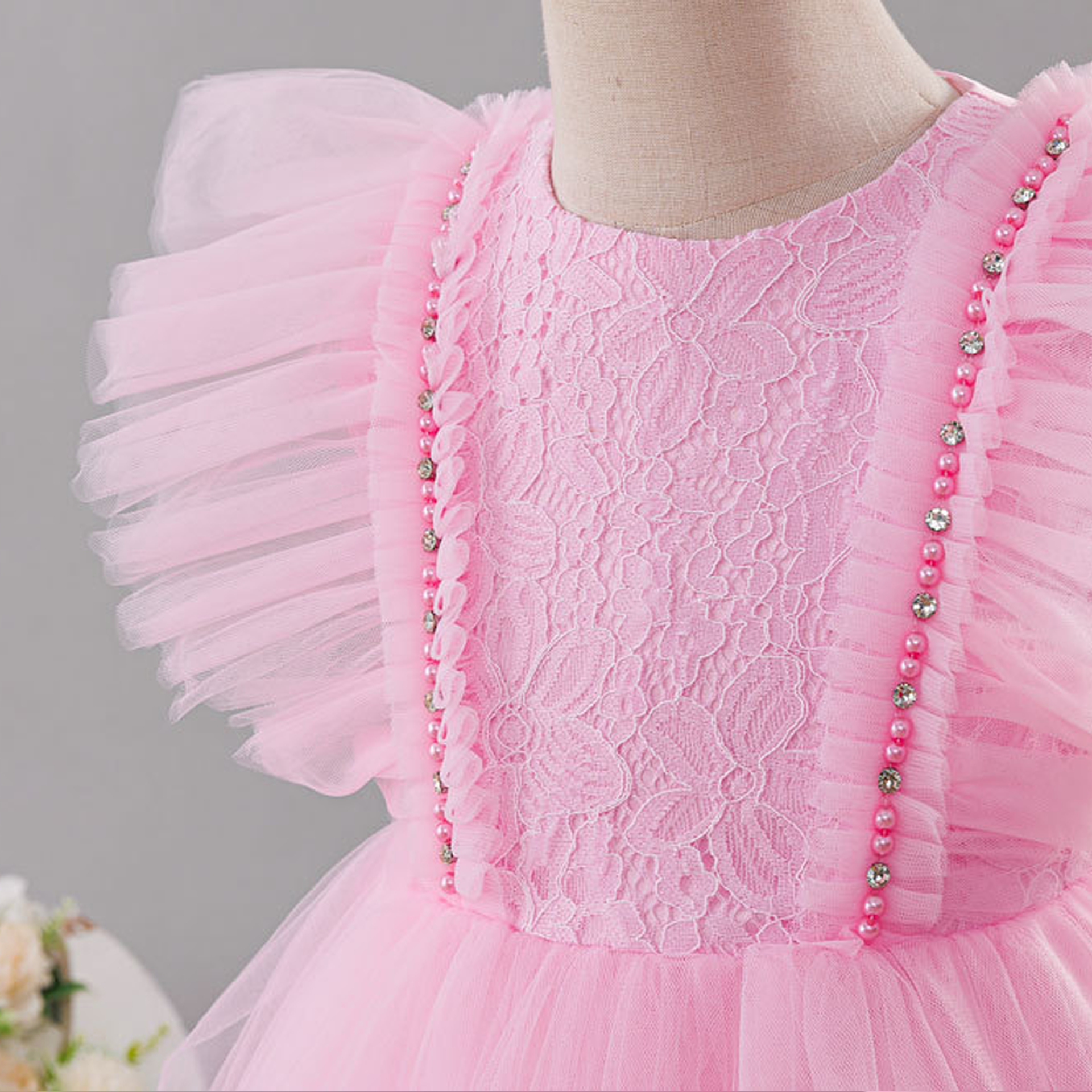 Mesh Applique Cap Sleeve Midi Dresses - image 20