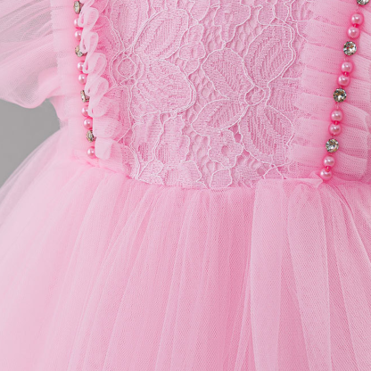 Mesh Applique Cap Sleeve Midi Dresses - image 21