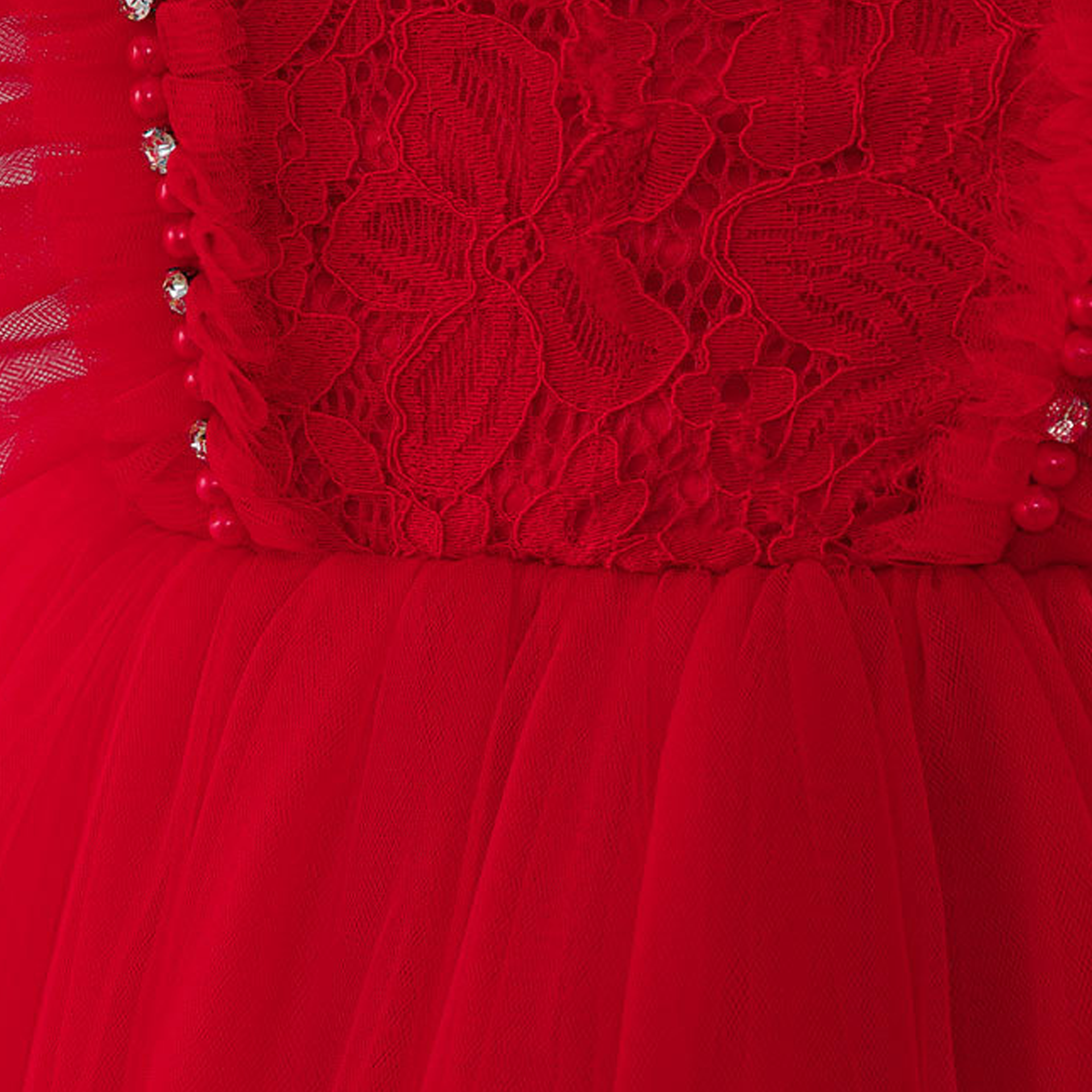 Mesh Applique Cap Sleeve Midi Dresses - image 15