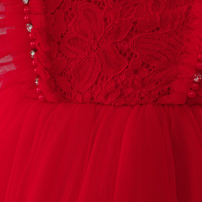 Mesh Applique Cap Sleeve Midi Dresses - image 15