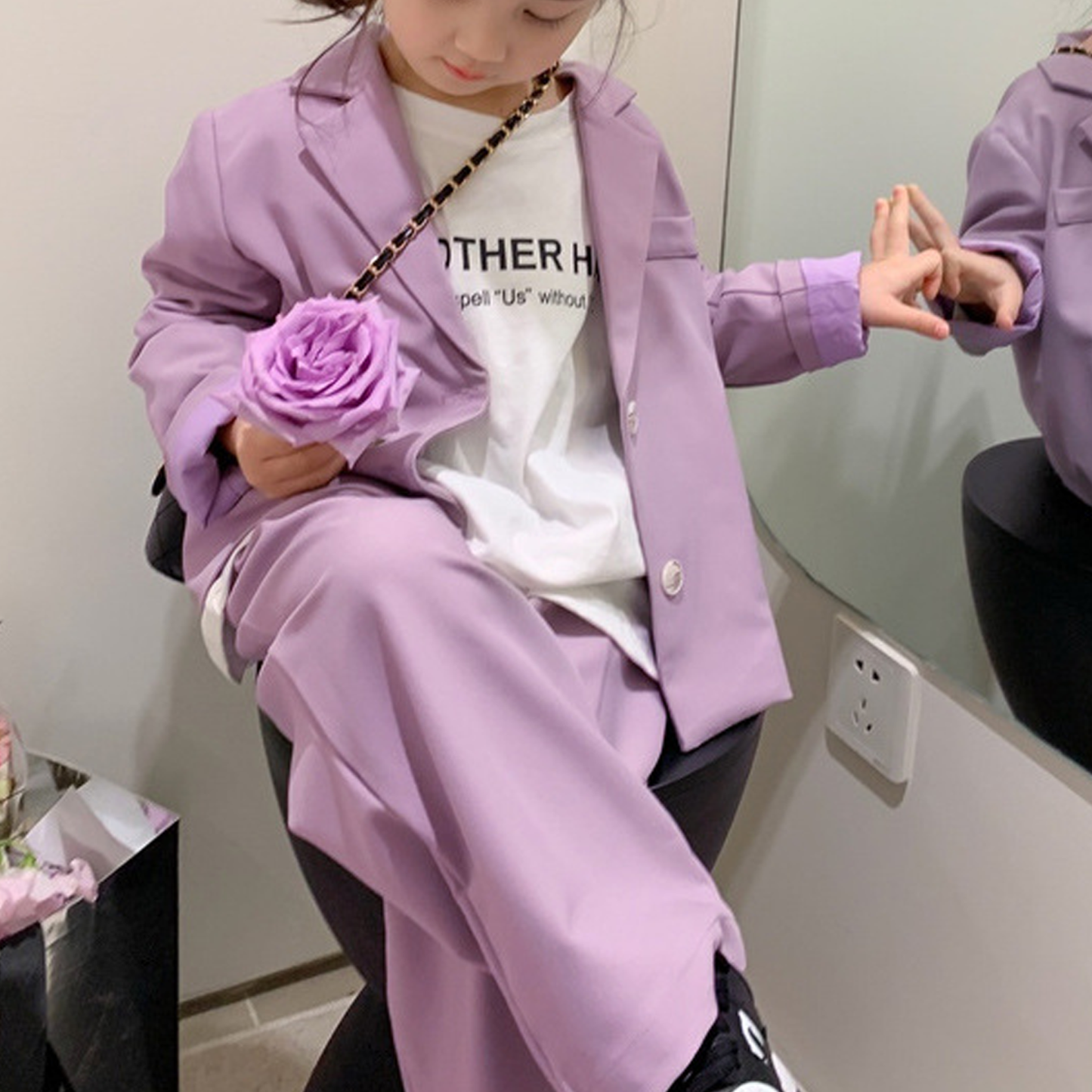 Satin Button Long Sleeve Long Two-piece Set - image 7