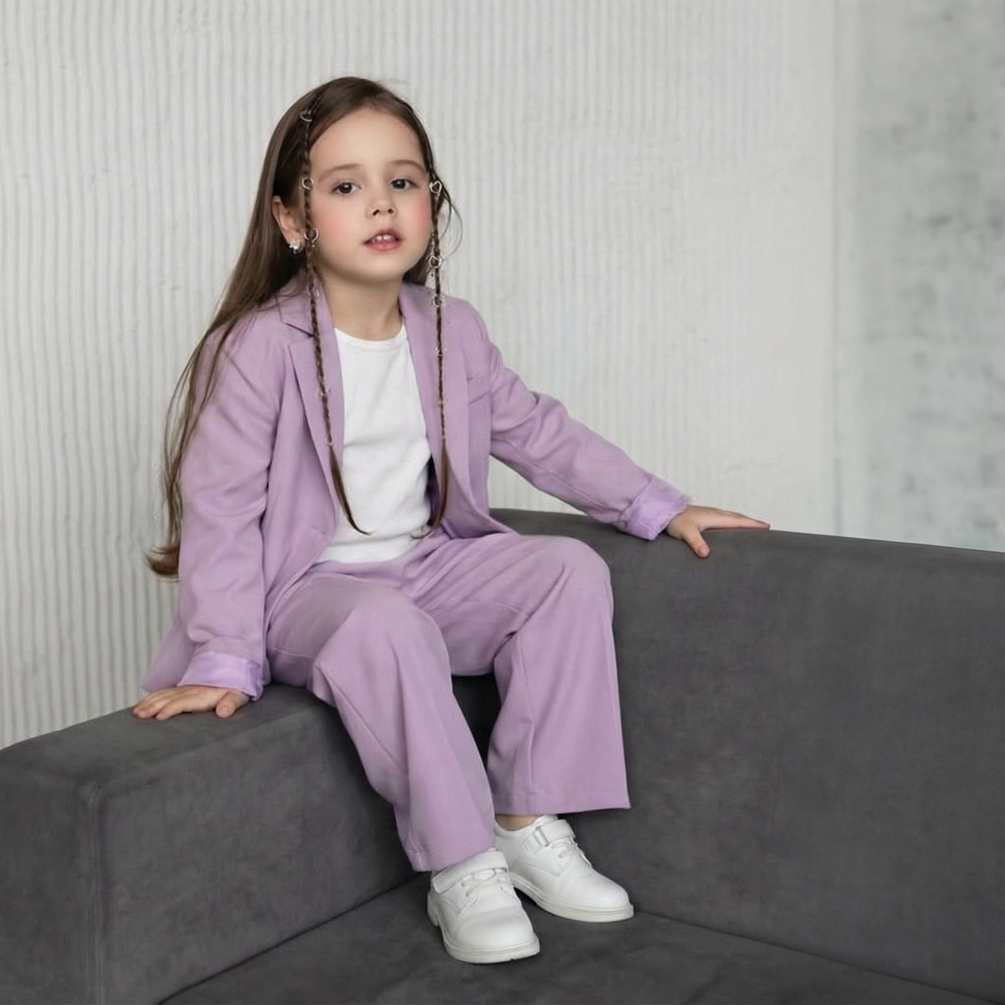 Satin Button Long Sleeve Long Two-piece Set - image 1