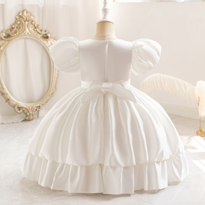 Satin Tiered Short Sleeve Midi Dresses - image 5