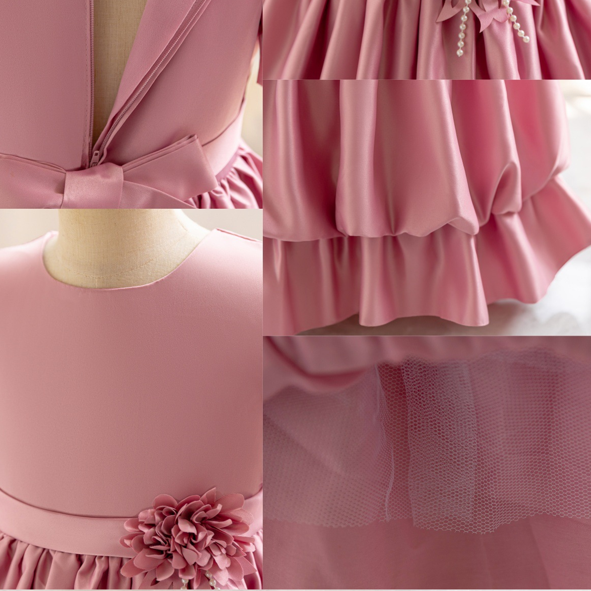 Satin Tiered Short Sleeve Midi Dresses - image 8