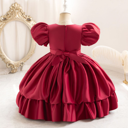 Satin Tiered Short Sleeve Midi Dresses - image 10