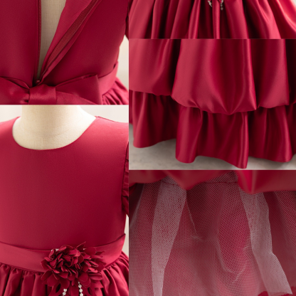 Satin Tiered Short Sleeve Midi Dresses - image 11