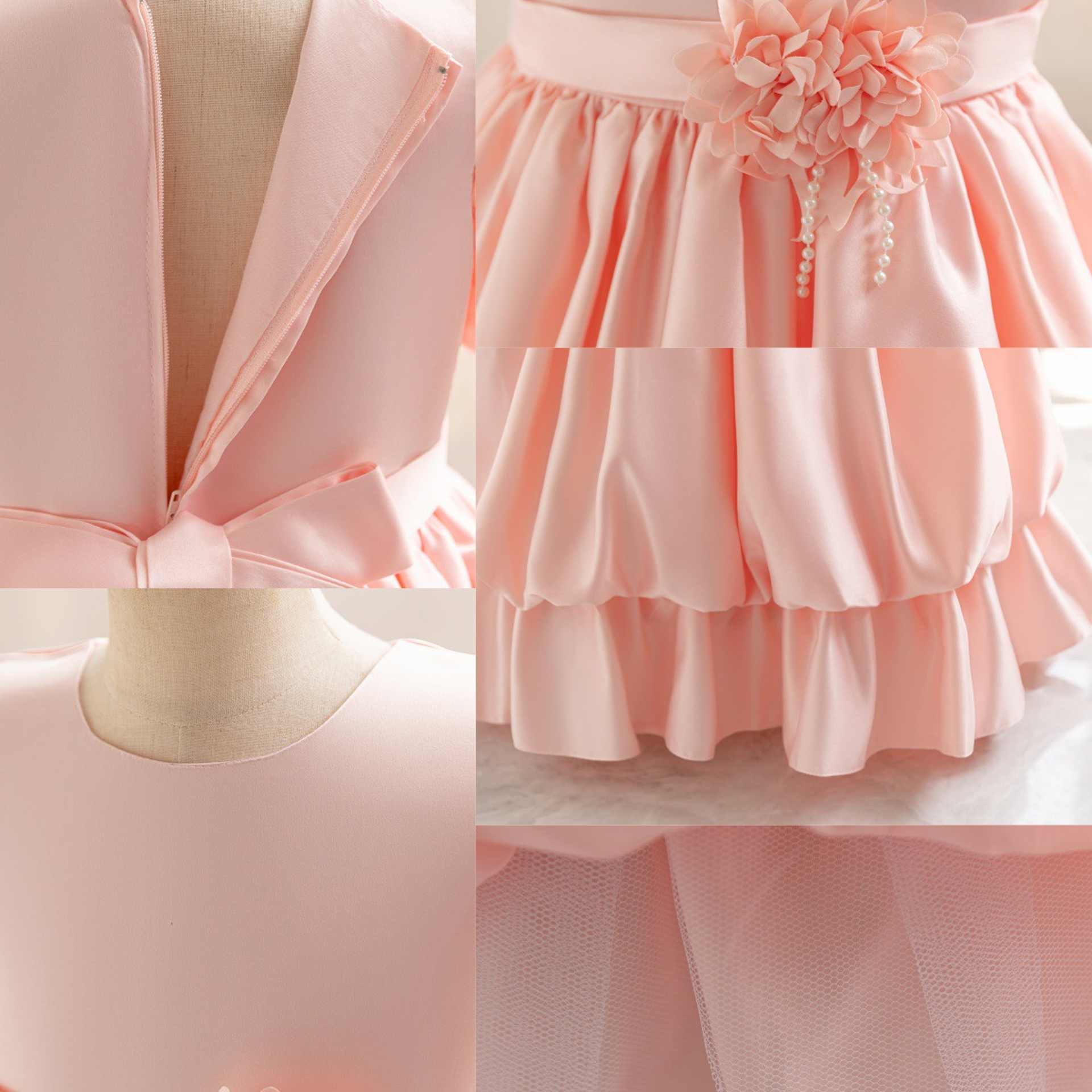 Satin Tiered Short Sleeve Midi Dresses - image 3