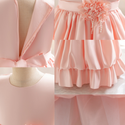 Satin Tiered Short Sleeve Midi Dresses - image 3