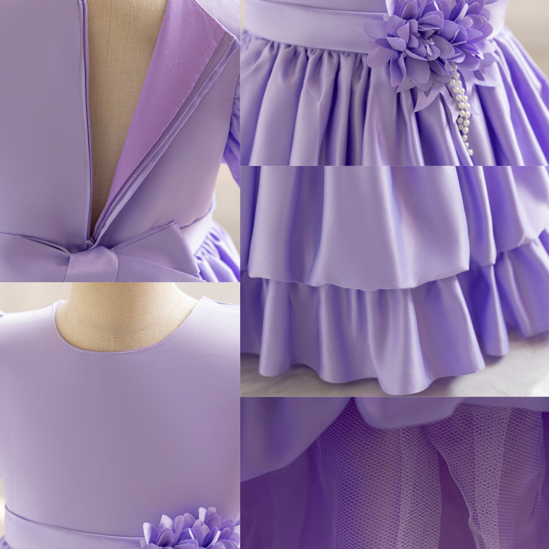 Satin Tiered Short Sleeve Midi Dresses - image 14
