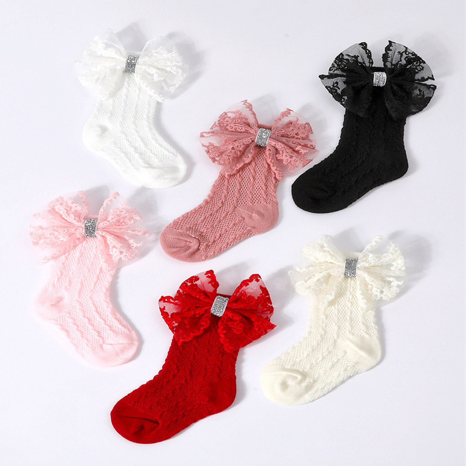 Solid With Bow Socks And Hairband - image 1