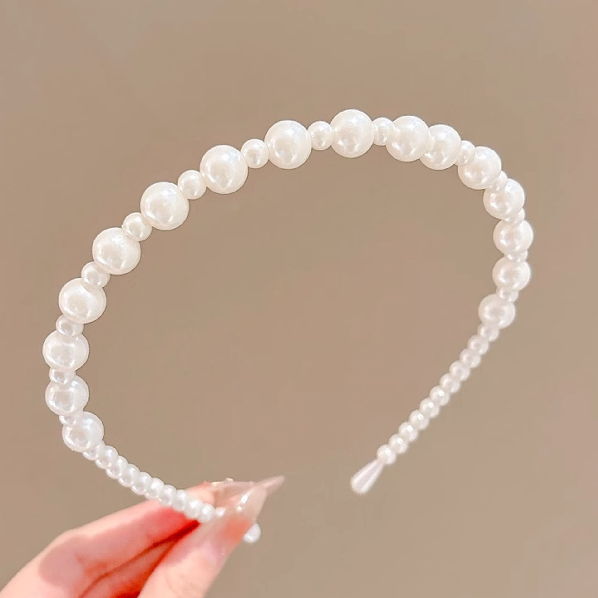 Solid With Pearls Hairband - Large & Small Pearl Headband - 4-7Y - image 2