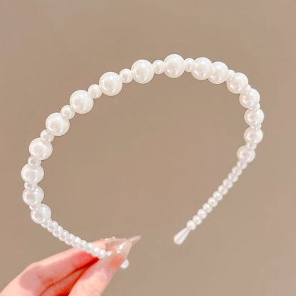 Solid With Pearls Hairband - Large & Small Pearl Headband - 4-7Y - image 2