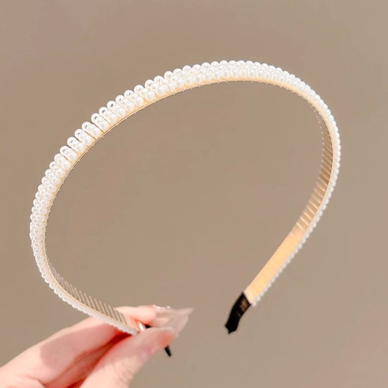 Solid With Pearls Hairband - Triple-row Pearl Headband - 4-7Y - image 4