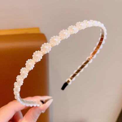 Solid With Pearls Hairband - Small Flower Pearl Headband - 4-7Y - image 6