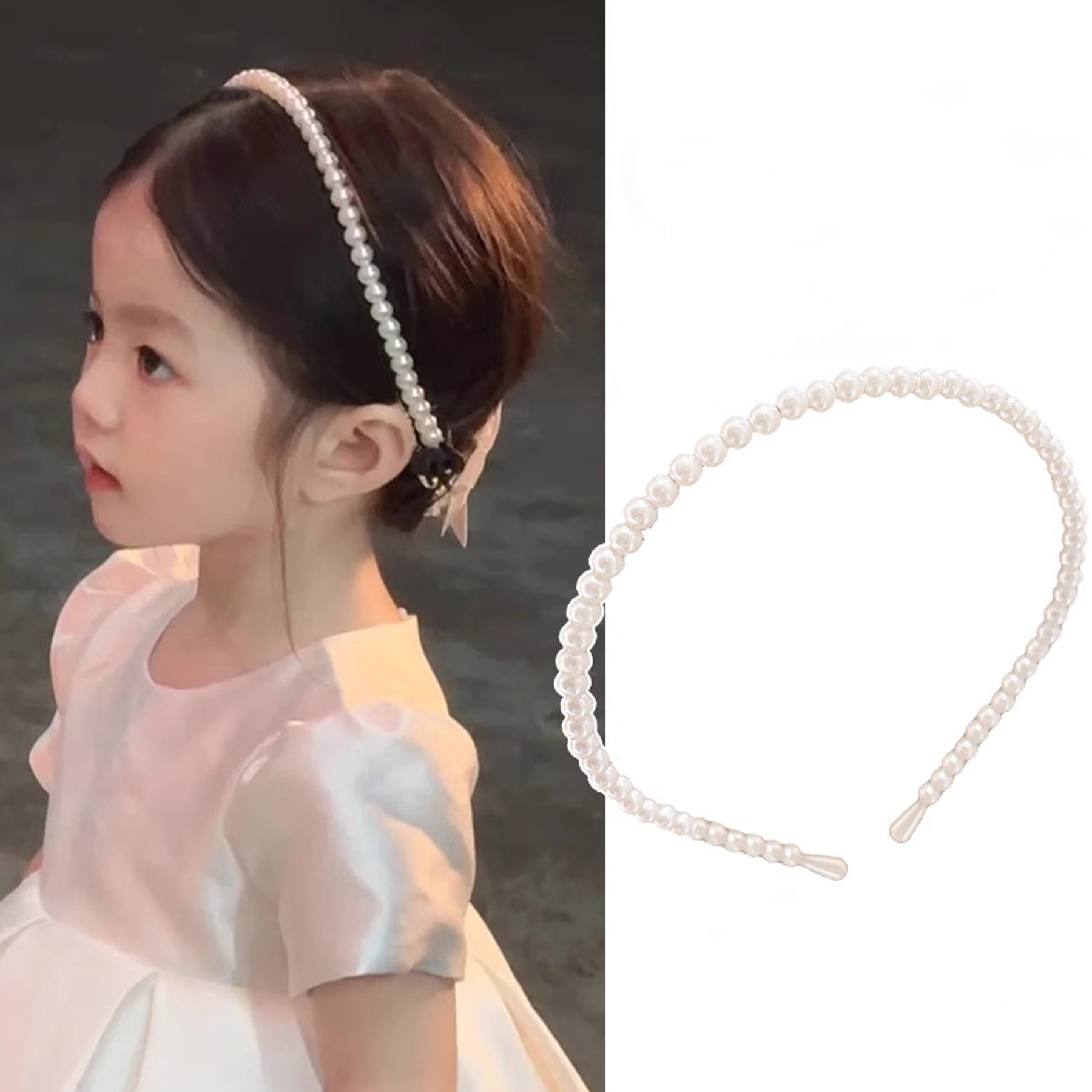Solid With Pearls Hairband - Pearl Headband - 4-7Y - image 9