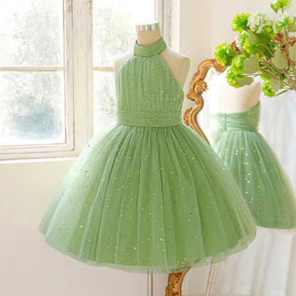 Mesh Sequins Short Sleeve Midi Dresses - image 2