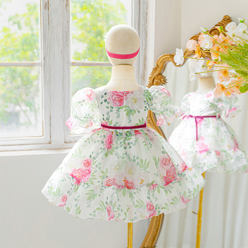 Organza Bow Printing Short Sleeve Midi Dresses - image 14