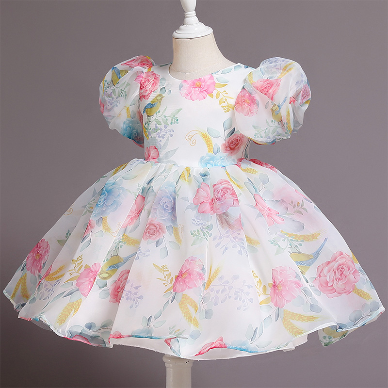 Organza Bow Printing Short Sleeve Midi Dresses - image 6