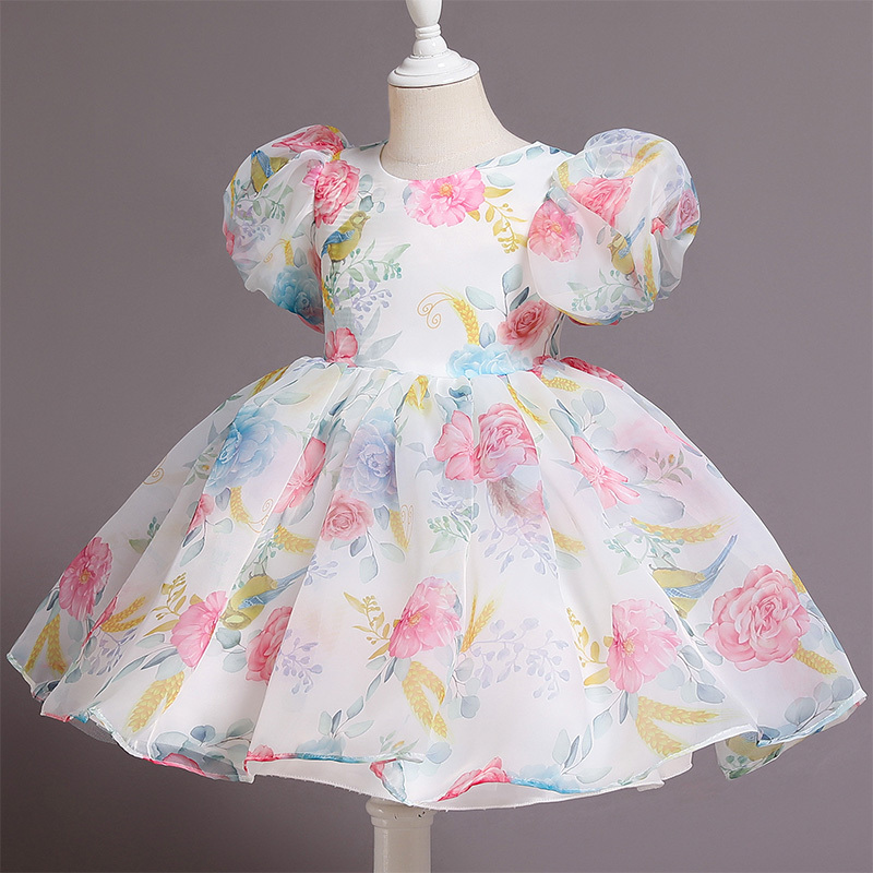 Organza Bow Printing Short Sleeve Midi Dresses - image 6