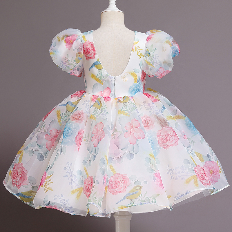 Organza Bow Printing Short Sleeve Midi Dresses - image 7