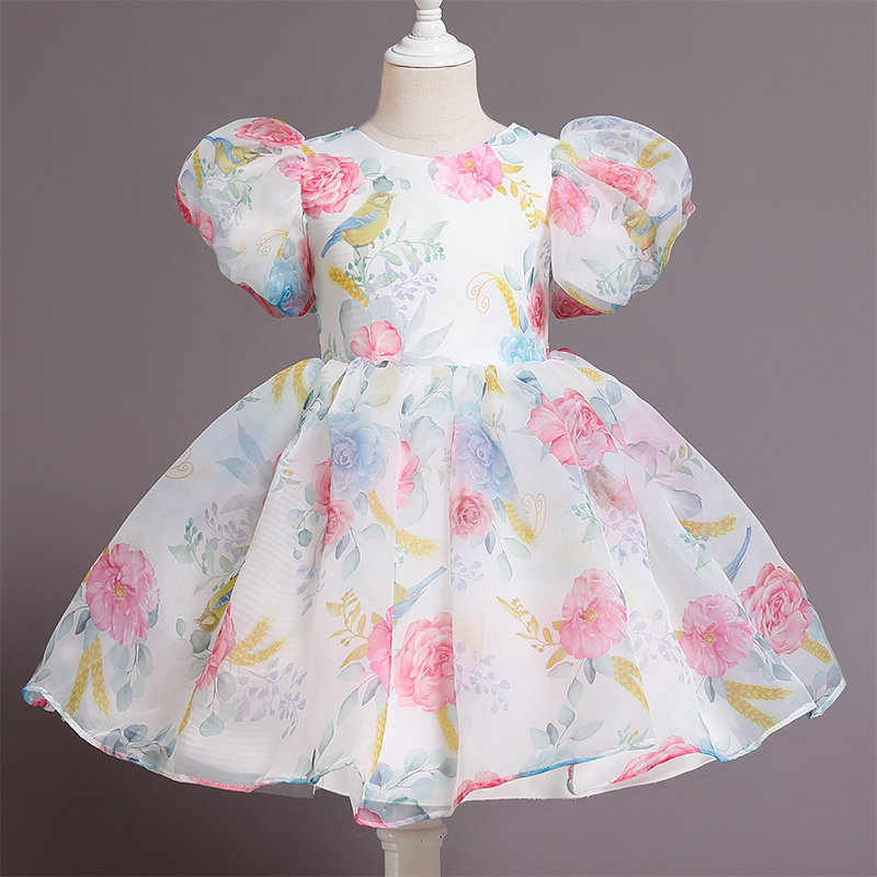 Organza Bow Printing Short Sleeve Midi Dresses - image 5