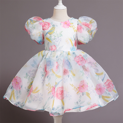 Organza Bow Printing Short Sleeve Midi Dresses - image 5