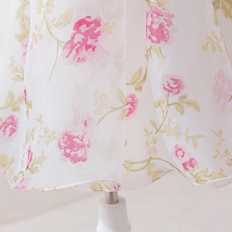 Organza Bow Split Joint Printing Short Sleeve Midi Dresses - image 20