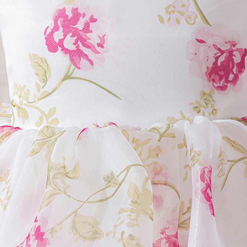 Organza Bow Split Joint Printing Short Sleeve Midi Dresses - image 19