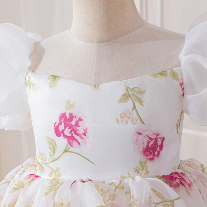 Organza Bow Split Joint Printing Short Sleeve Midi Dresses - image 18