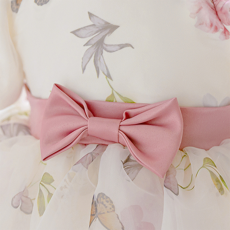 Organza Bow Printing Short Sleeve Midi Dresses - image 6