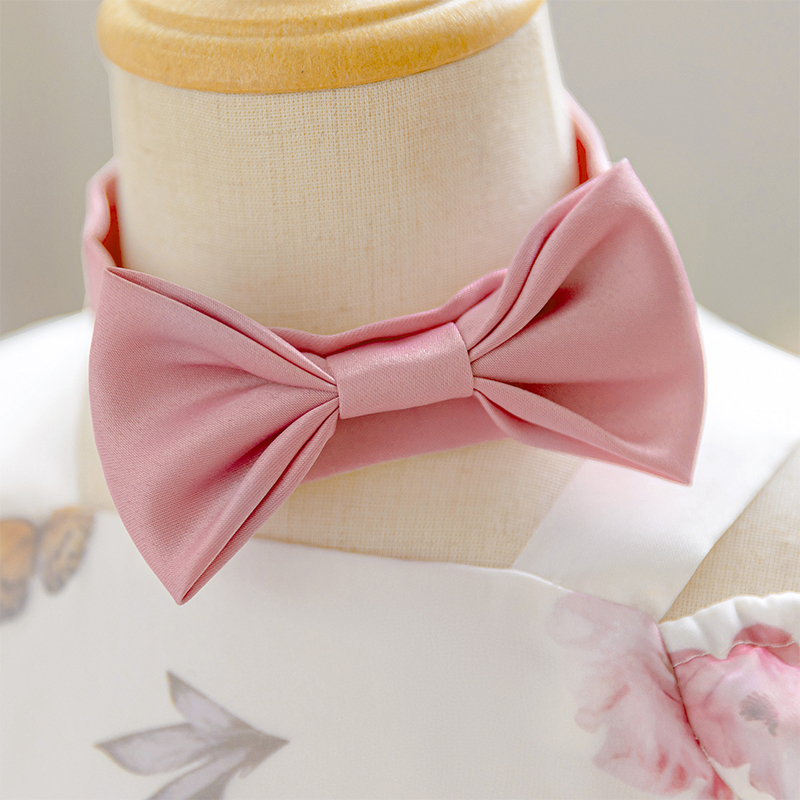 Organza Bow Printing Short Sleeve Midi Dresses - image 4