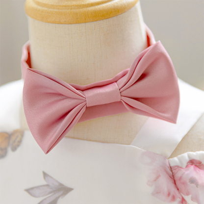 Organza Bow Printing Short Sleeve Midi Dresses - image 4