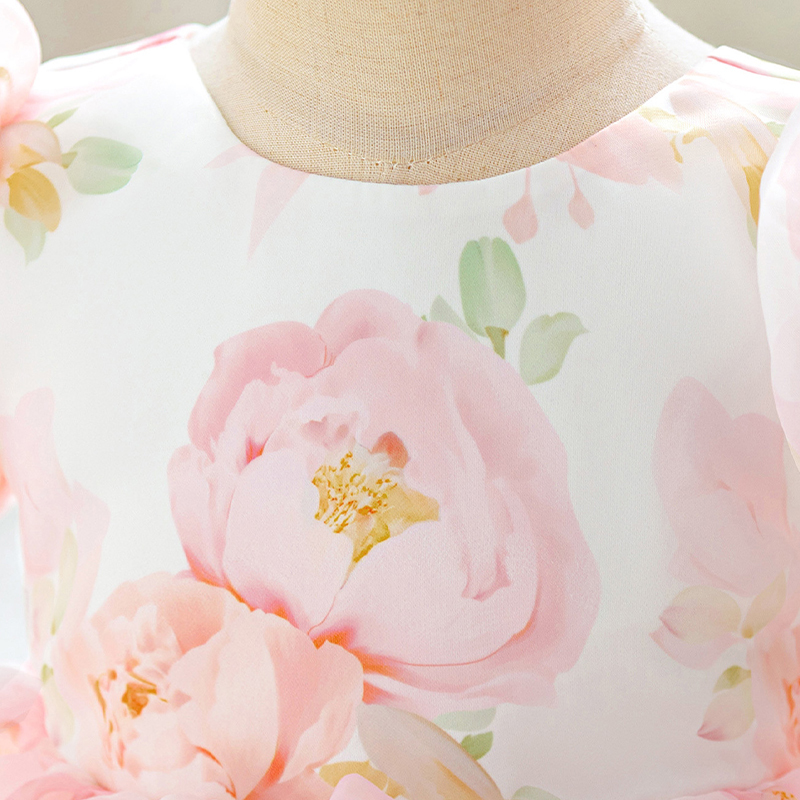 Organza Bow Printing Short Sleeve Midi Dresses - image 11