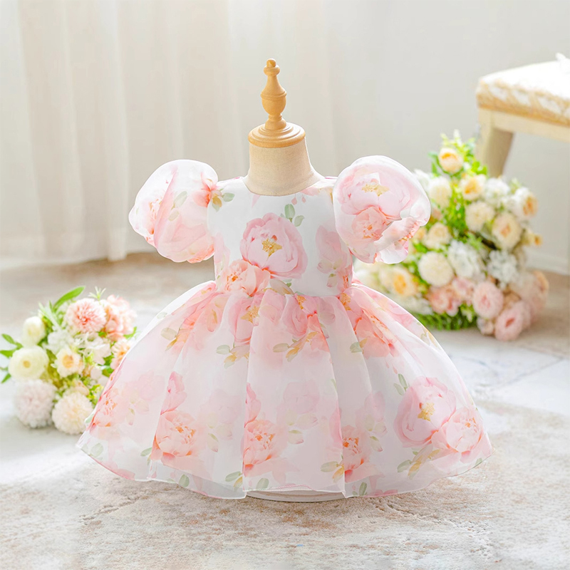 Organza Bow Printing Short Sleeve Midi Dresses - image 10