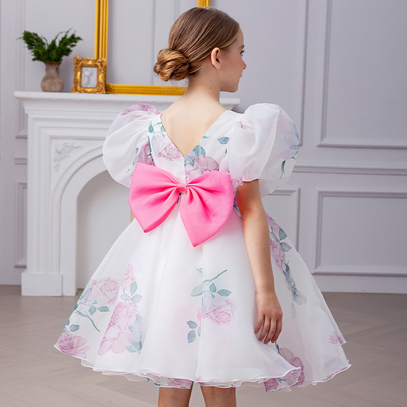 Organza Bow Short Sleeve Midi Dresses - image 6