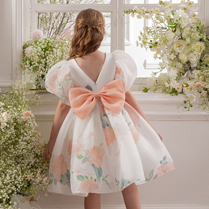 Organza Bow Short Sleeve Midi Dresses - image 14