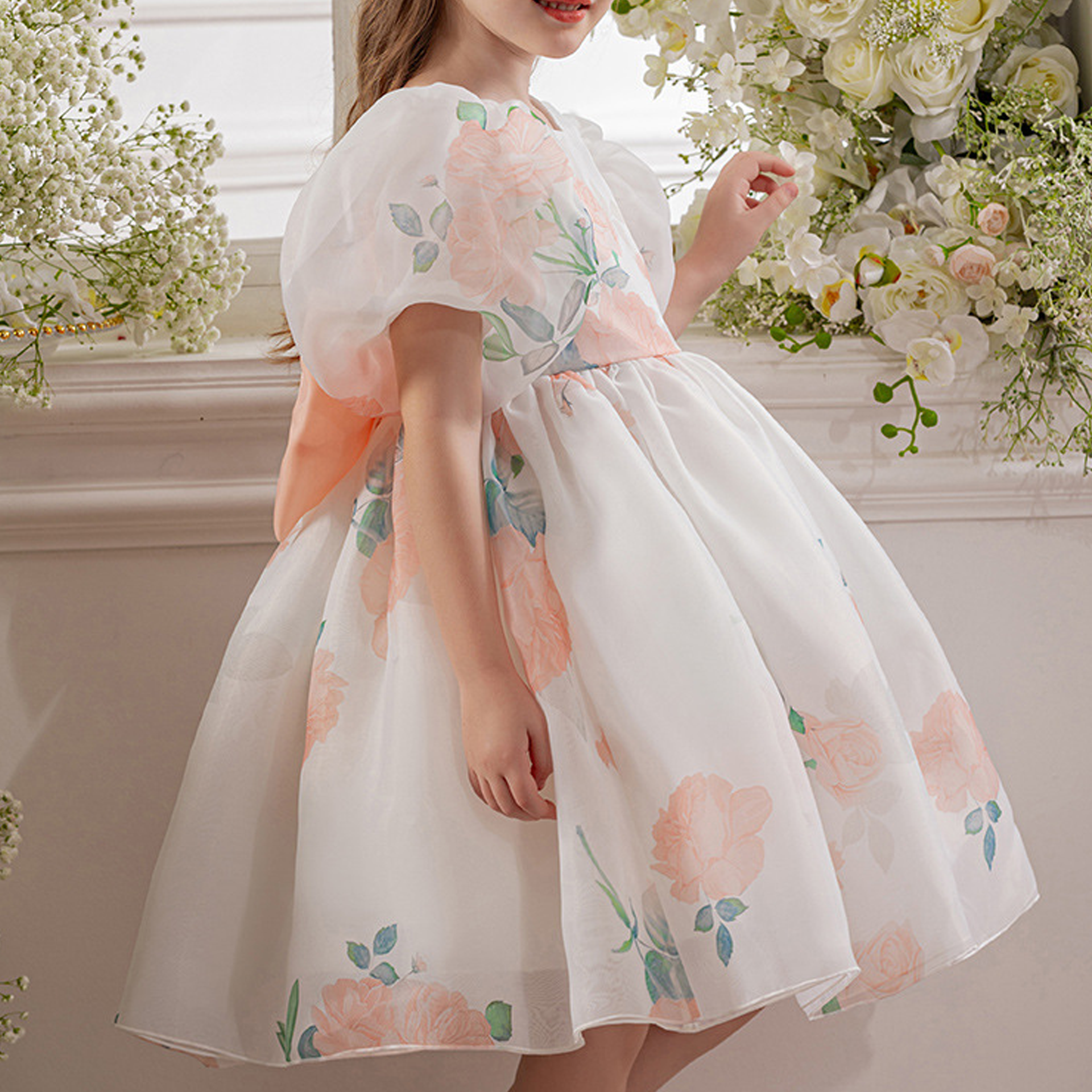 Organza Bow Short Sleeve Midi Dresses - image 11