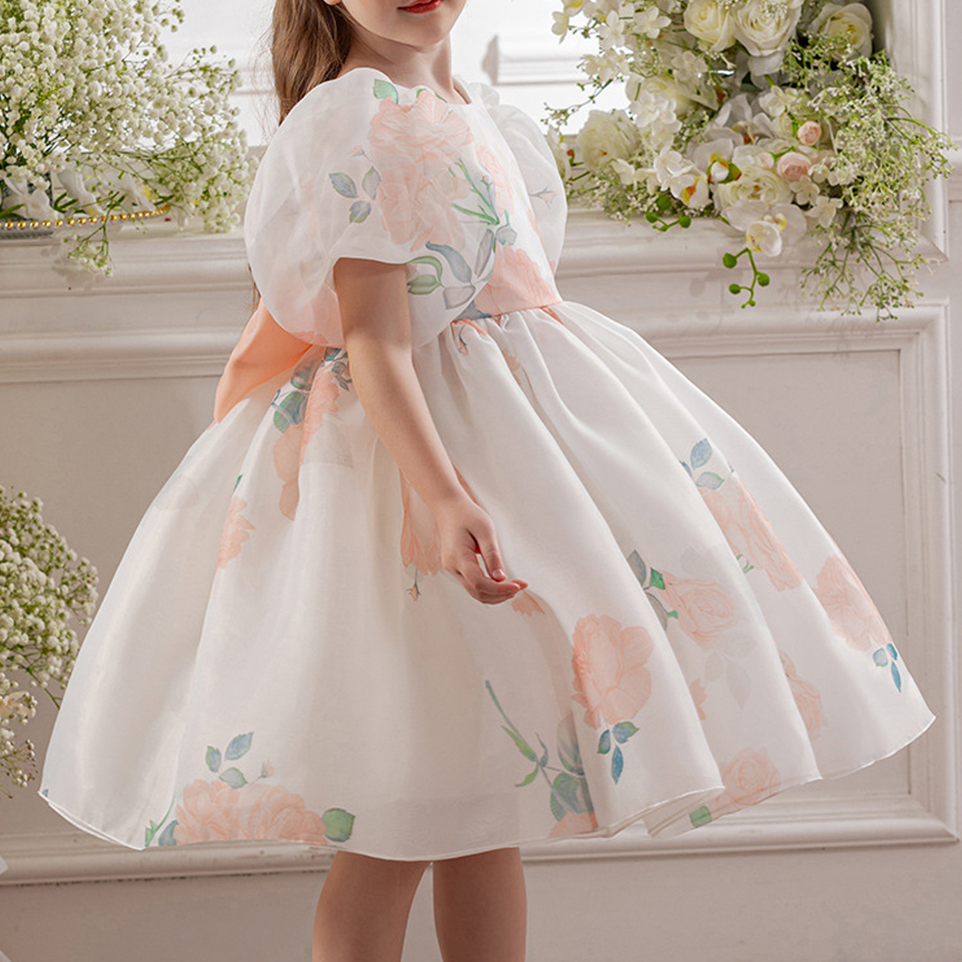 Organza Bow Short Sleeve Midi Dresses - image 10