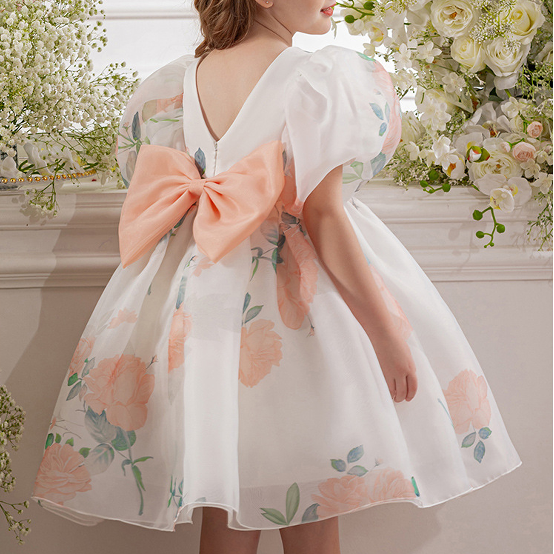 Organza Bow Short Sleeve Midi Dresses - image 13